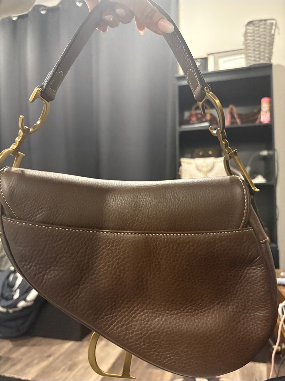 Vintage Dior Dark Brown Leather Saddle Shoulder Bag with Matching Wallet - Picture 4 of 9